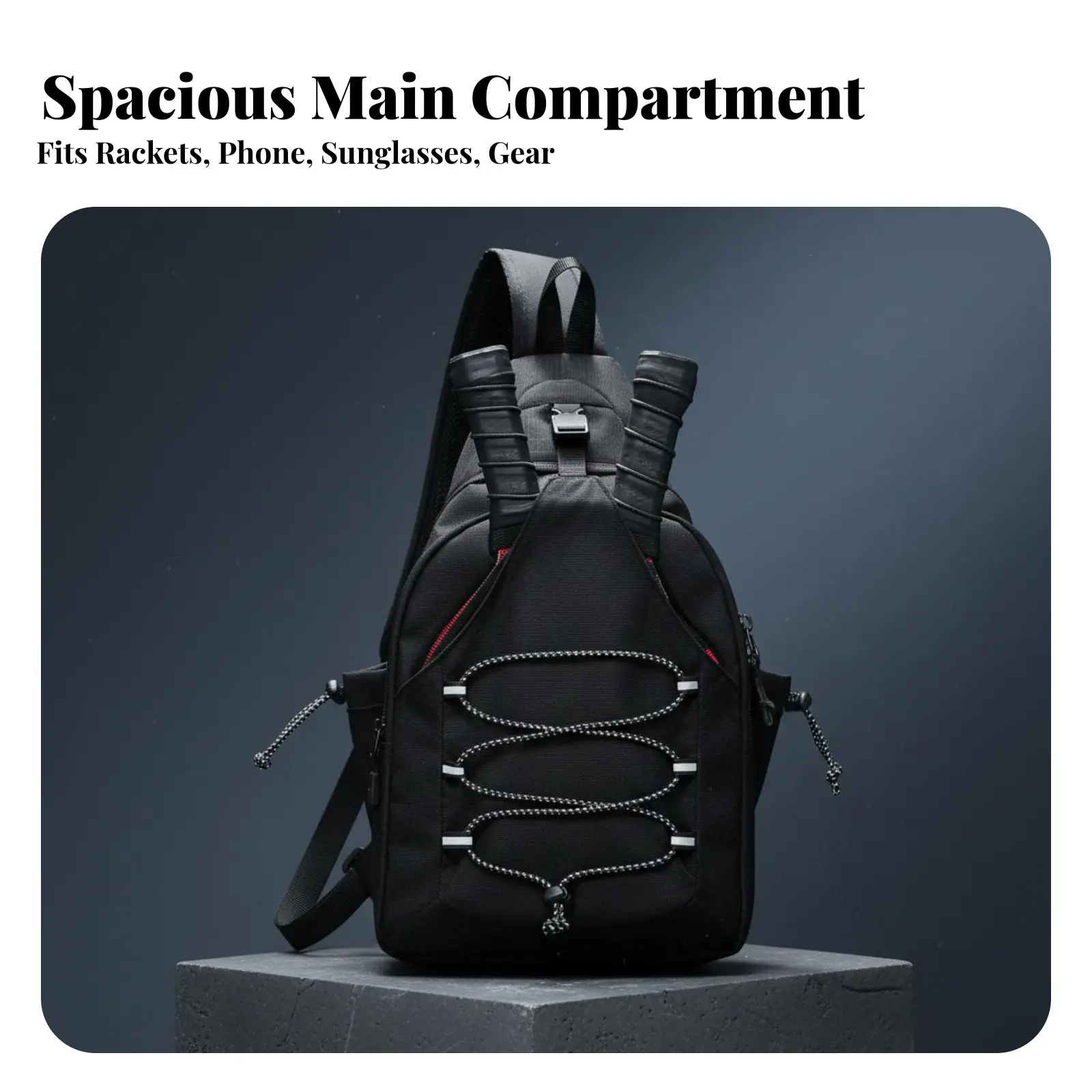 Pickleball Bag Multi-Pocket Design Pickleball Paddle Backpack Crossbody Racket Holder Sturdy Oxford Cloth for Athletes, Gym view 2