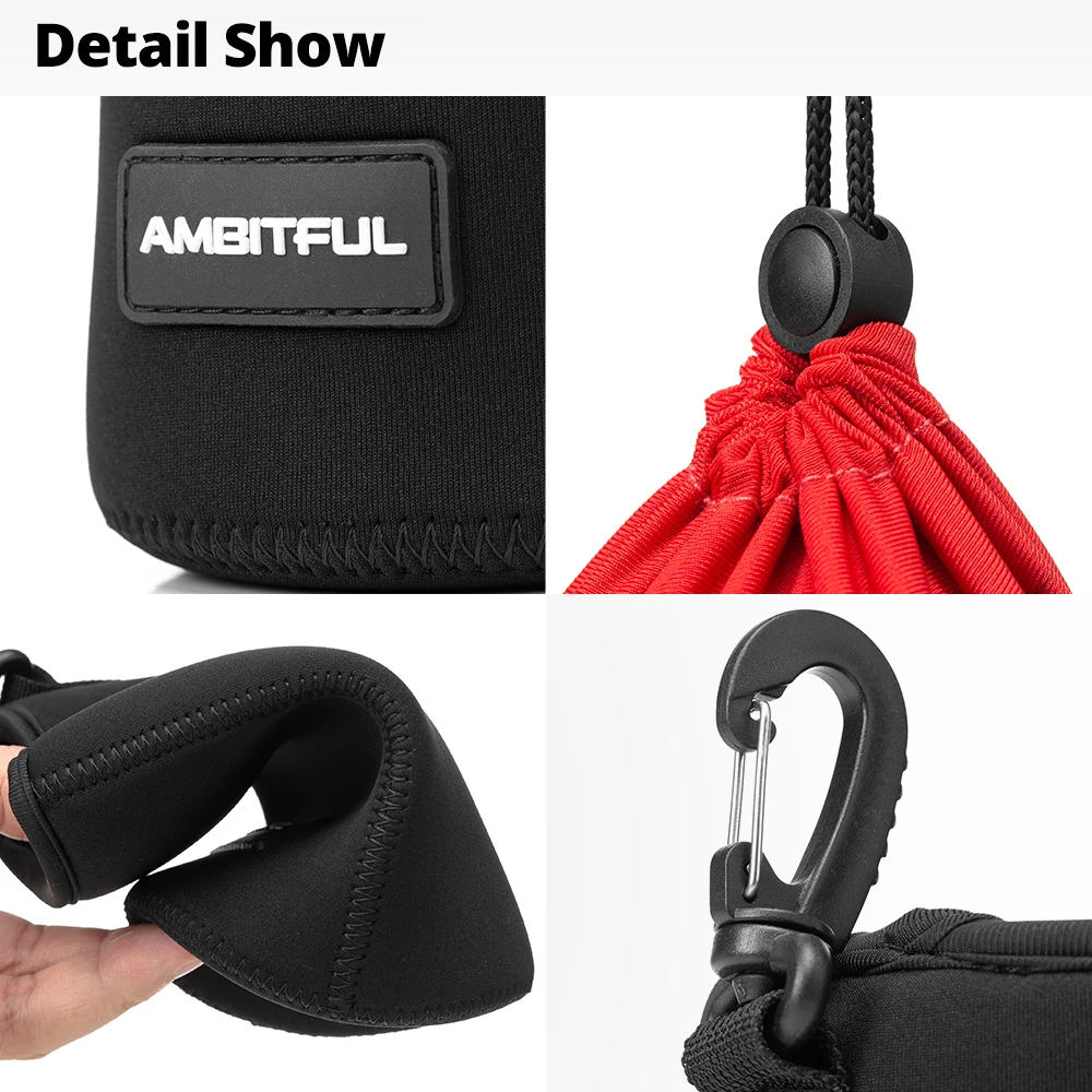 NEW AMBITFUL Camera Lens Bag Drawstring Bag with S M L XL Size for Canon Sony Nikon DSLR Camera Lens Barrel Case with Hook