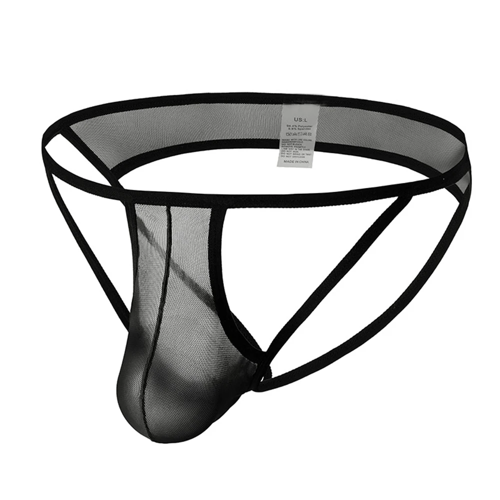 Męskie seksowne figi siateczkowa bielizna niskiej talii drążą T-back Sissy U wypukłe majtki z kieszonką bielizna przewiewna bezszwowe kalesony
