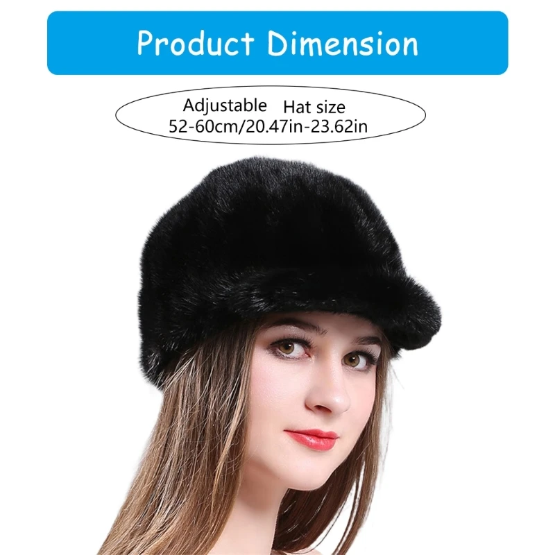 Warm Thick Liner Hat Genuine Mink Fisherman Hat for Women Men Outdoor Activity