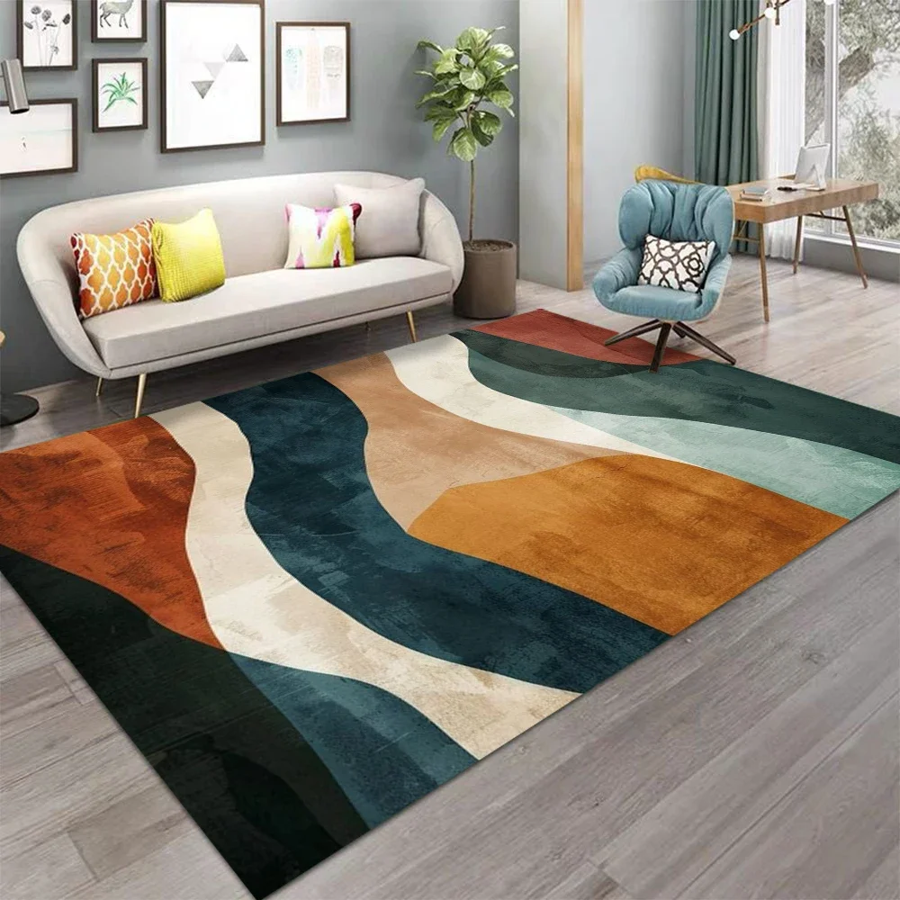 VIKAMA Modern Abstract Geometric Pattern Area Rug for Living Room, Children's Floor, Bedroom, Sofa Cushion, Home Decoration