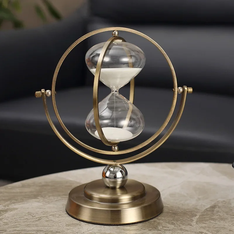 Aesthetic Sand Clock Vintage Globe Hourglass Sandglass Timer Desk Decor Luxury Living Room Decoration Ornament Table Accessoies