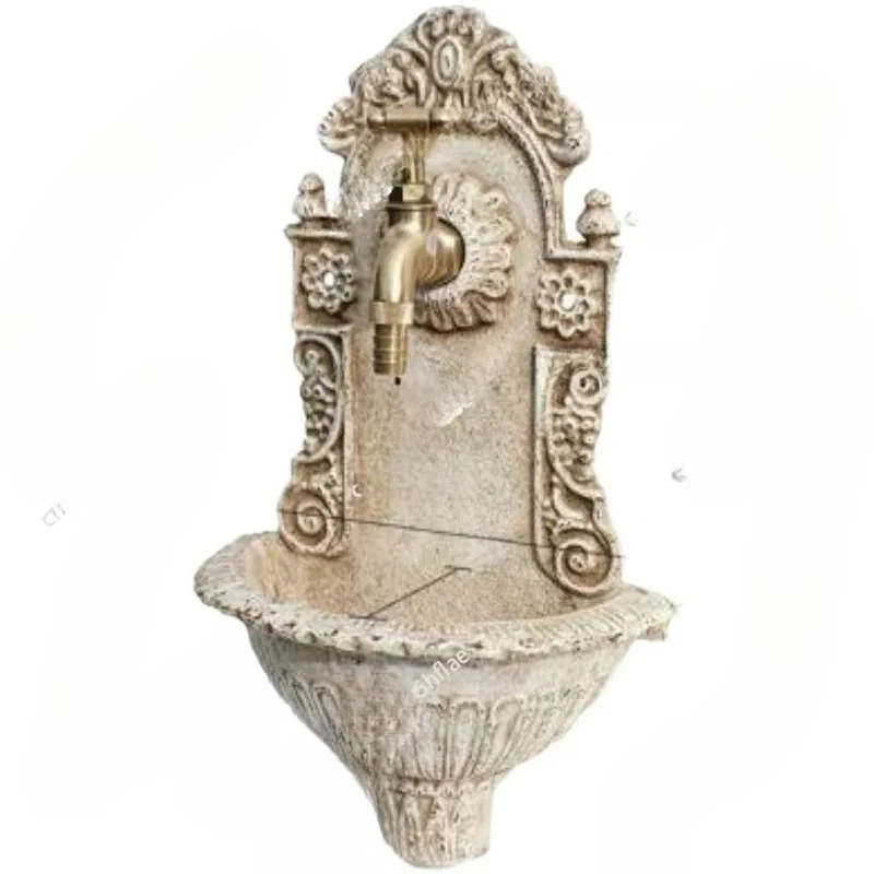 4TXN French retro old cast iron wall hanging sink garden wall water feature decoration groceries Huaxiantang gardening