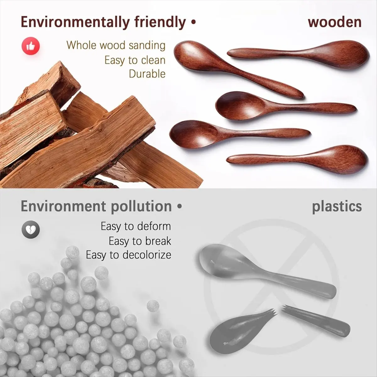 ABJS 7 PCS Small Wooden Spoons, 5.8 Inch Honey Spoons for Tea, Hardwood Wooden Honey Teaspoon for Coffee, Bamboo Table Spoon