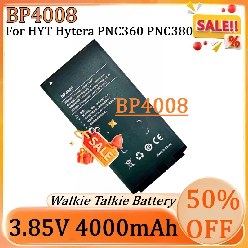 

For HYT Hytera PNC360 PNC380 Walkie Talkie Battery New 3.85V 4000mAh Rechargeable Battery BP4008 Li-ion Polymer Battery