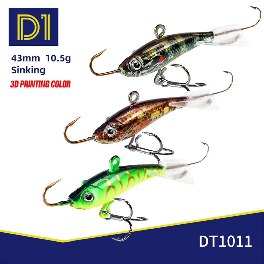 

D1 3PCS Winter Ice Fishing Lure 43mm Sinking Jigging Balancer VIB Bass Pike Carp Perch Fishing Tackle Hard Bait Lures DT1011