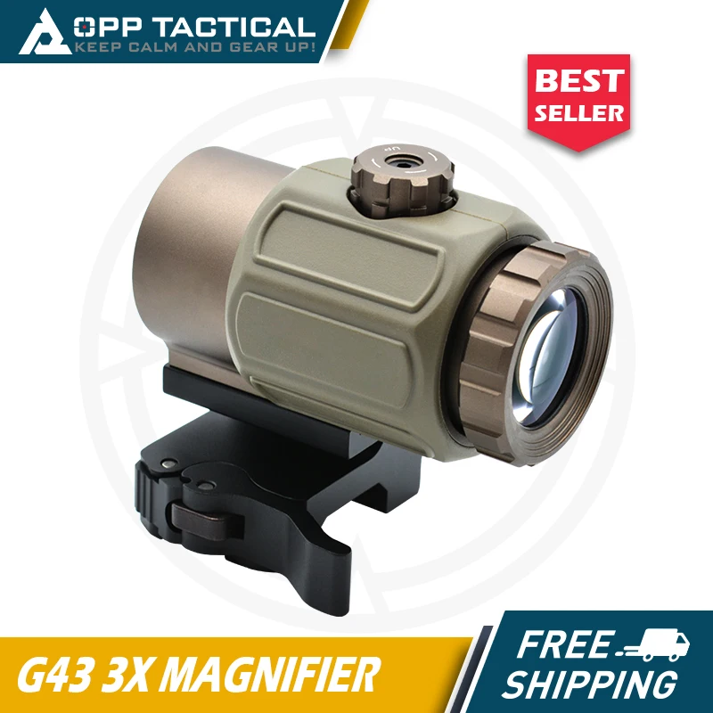 G43 Magnifier Sight 3X with Switch to Side Qick Detach QD Mount for Hunting and Airsoft Rifle Perfect Replica with Full Markings