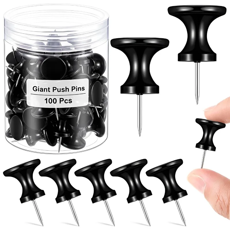 100Pcs/Bag Clear Push Pins Colorful Thumb Tacks Plastic Head Steel Point Stick Pin for Bulletin Board Cork Board Wall Hangings