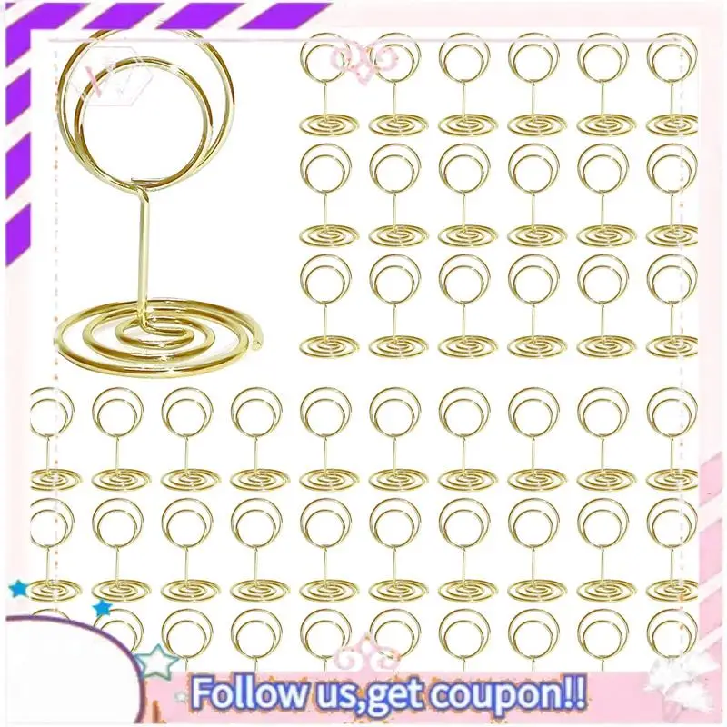 

Y74A-держатели для номеров столов, 60 шт. - 2-дюймовый мини-держатель для карточек, короткие подставки для номеров стола для свадебной вечеринки (золотой)