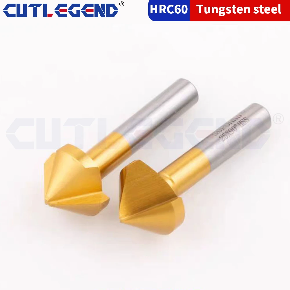 90 Degree Countersink HSS Chamfering Metal Milling Tool 1 Flute 3 Flute Cutter De-Durring Orifice Rose Cove Drill 6.3 8.3 10.4