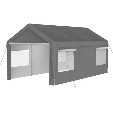 LZBEITEM Carport Canopy 10x20 FT Heavy Duty Boat Car Canopy Garage with Removable Sidewalls and Roll-up Ventilated Windows