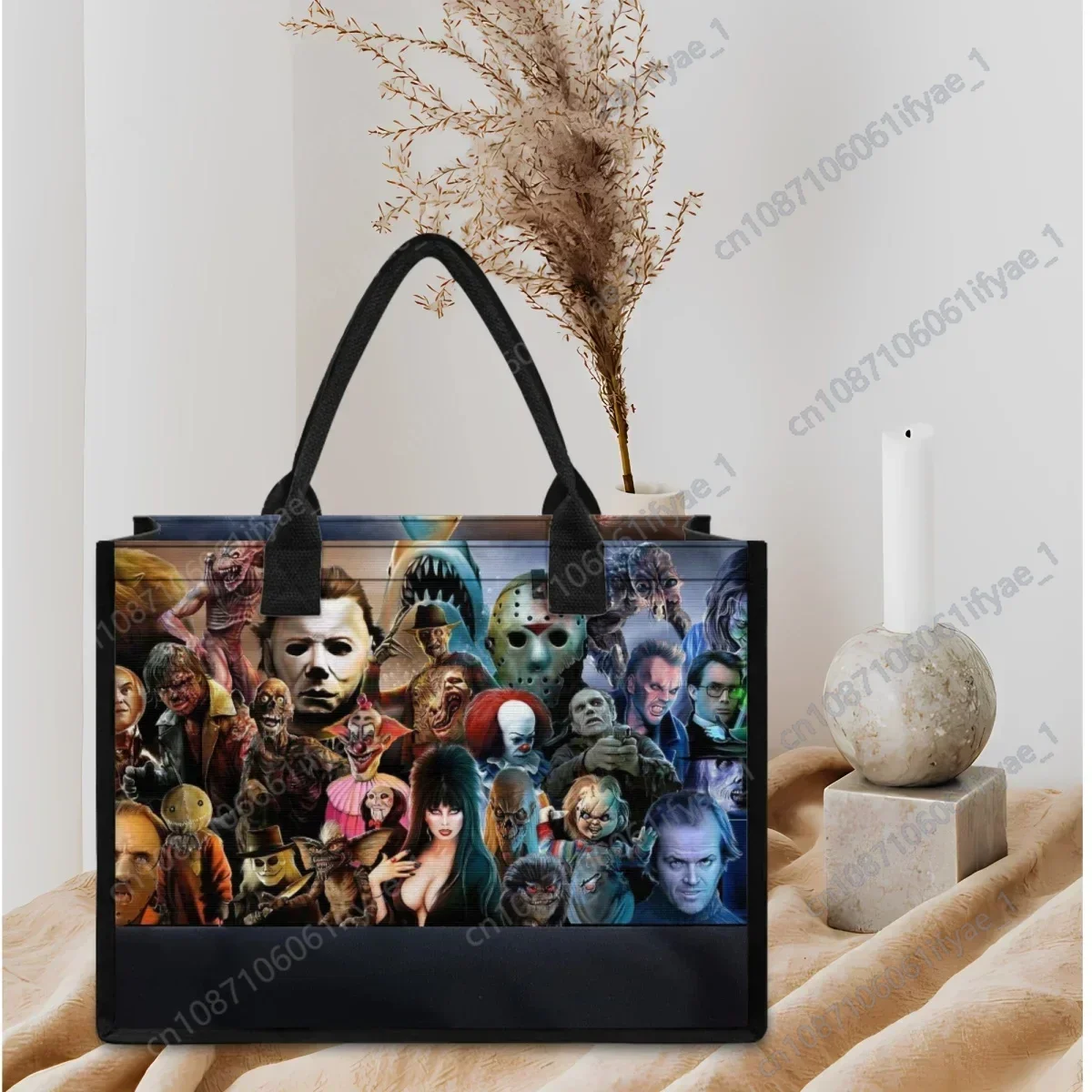 2023 Women Casual Large Totes Bags Horror Movie Friends Printed Handle Fashion Handbags Commuter Elegant Beach Bag sac à main