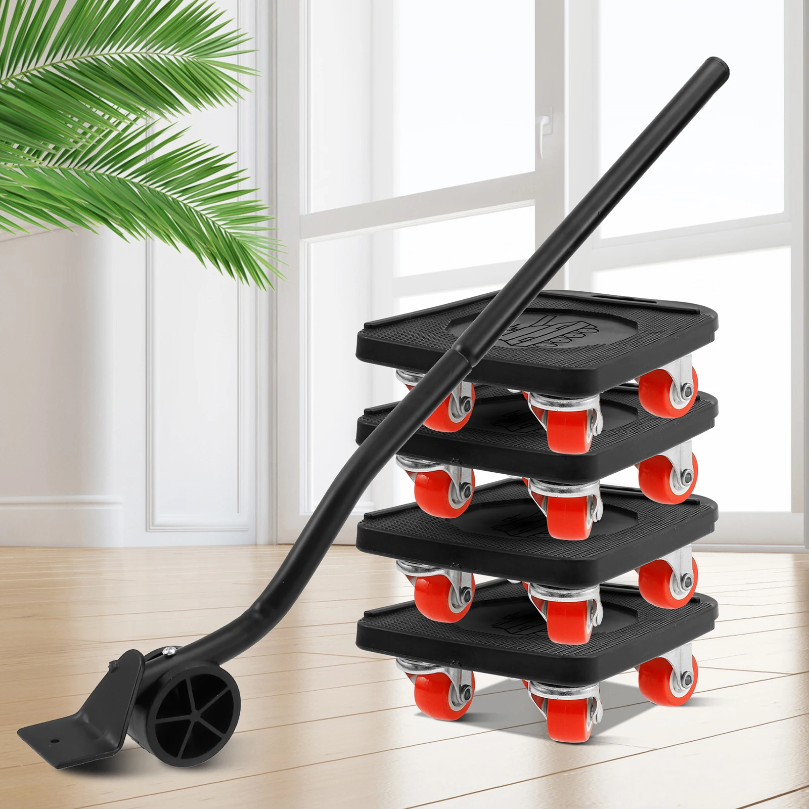 

5Pcs Furniture Moving Transport Roller Set Removal Lifting Move Tool Wheel Bar Mover Lifter Moving Heavy Stuff Device Hand Tool