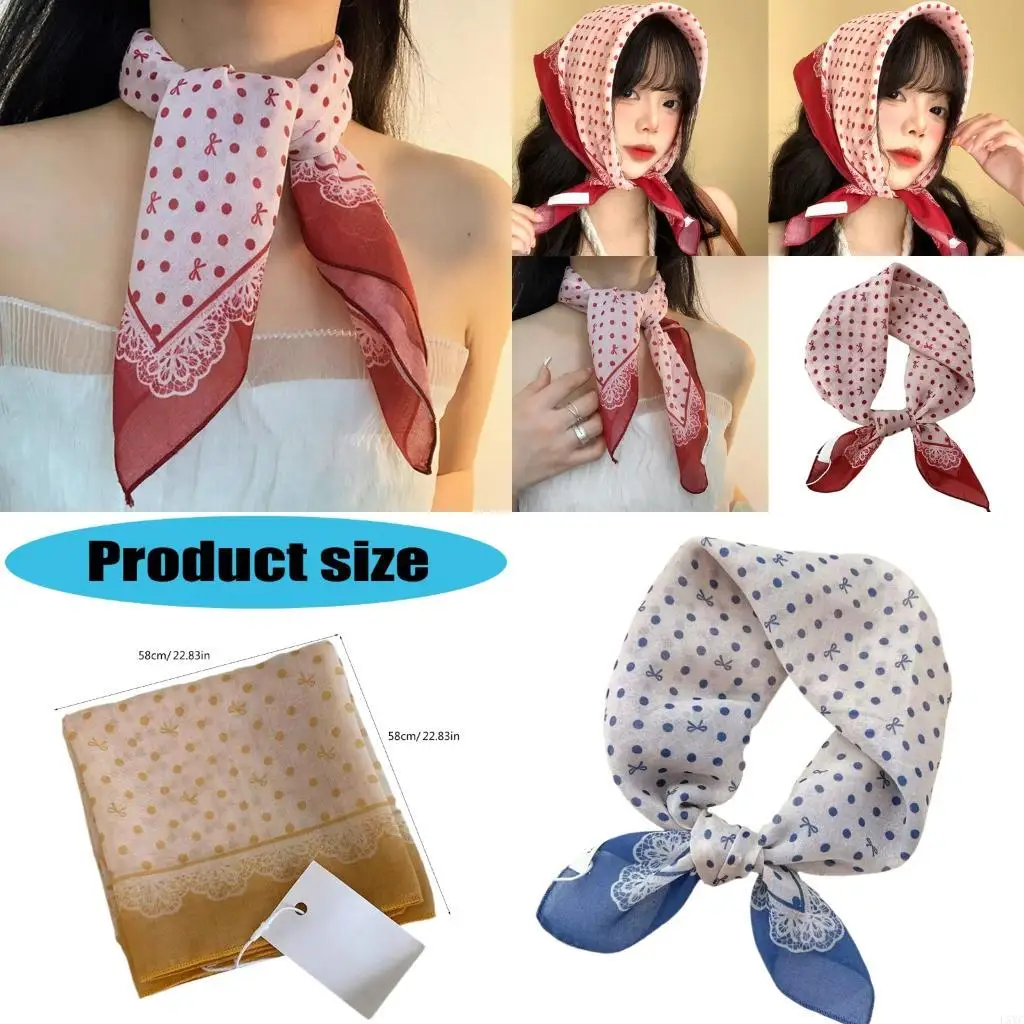 

L5YC French Dot Scarf Lightweight Cotton Linen Cover Cover Женская мода