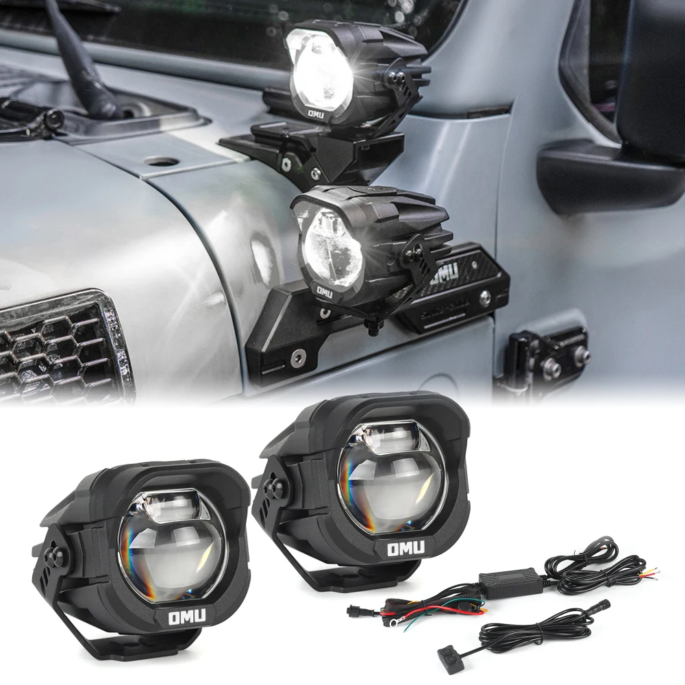 

OMU Genesis Series Aluminum High Low Beam Switchable A-Pillar Spotlight Compatible with Trucks Jeep Ford etc ATV Motorcycle