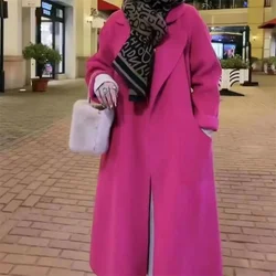 2023 Autumn/Winter New High end Double sided Wool Coat Women's Mid length Korean Loose and Slim Tight Knitted Wool Coat Vintage