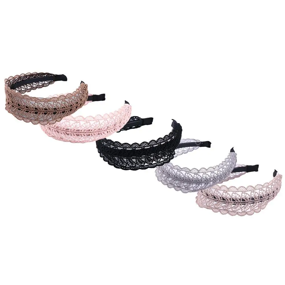 Temperament Face Wash Make up Resin Korean Style Hair Wear Lace  Leaves Headband Women Hair Accessories Wide Side Hairband