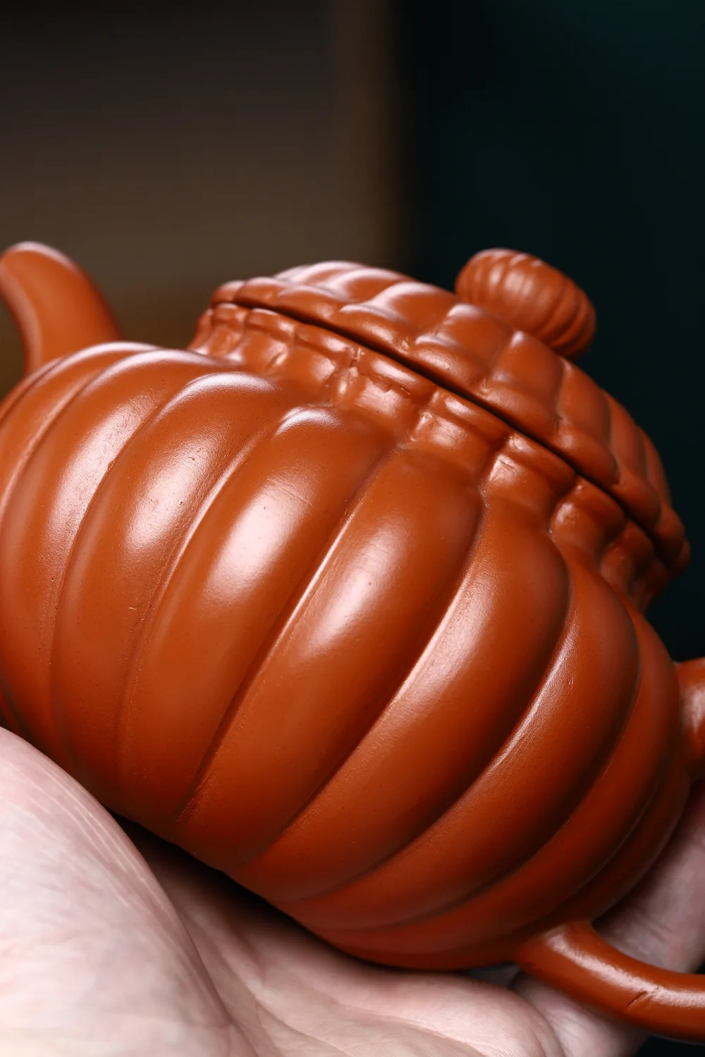 Hand‑crafted Yixing Dahongpao Zhuni Heling Zisha Teapot Traditional Chinese Ribbed Texture Zisha Teapot for Household Kung Fu