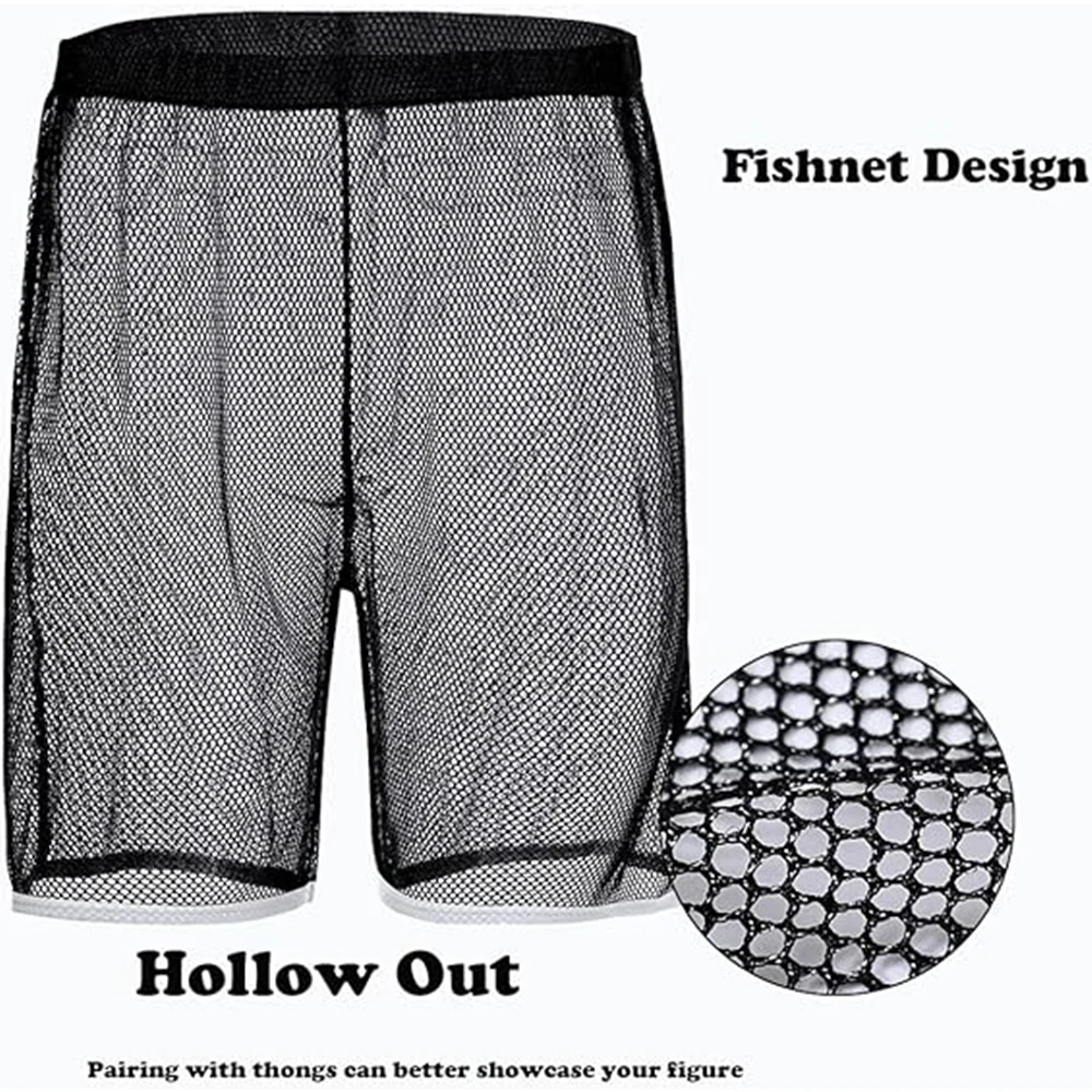 ZONBAILON Mens Mesh Shorts Sexy See Through Lounge Hollow Boxer Underwear For Men