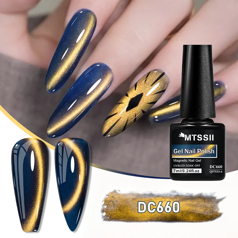 Vernis à ongles Gel magnétique chat pierres précieuses dorées conception magnétique chat vernis Gel UV Semi Permanent tremper fournitures pour ongles manucure