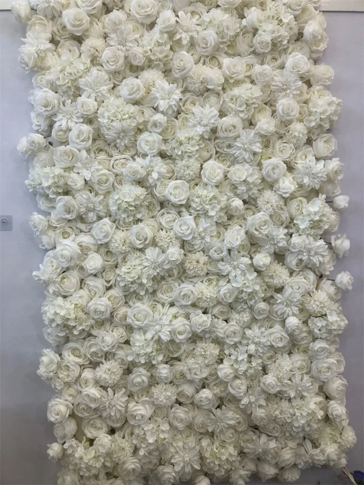 8*8 ft RG-472 Flowers Wall Wedding Decor Backdrop White Roll Up Curtain for Event Decoration