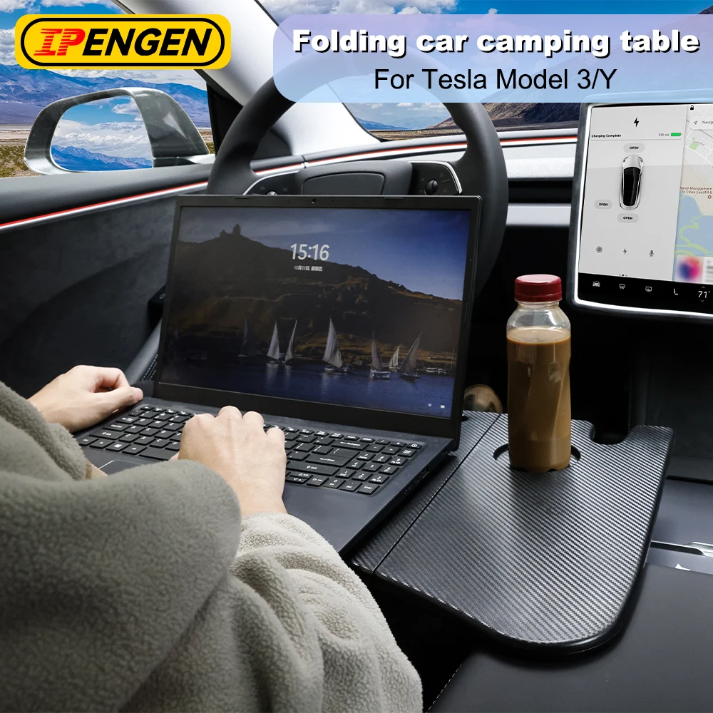 IPENGEN Table Desk For Tesla Model 3 Y 2018-2024 Car Steering Wheel Laptop Tray Food Desk Portable Office Table for Model 3 Y