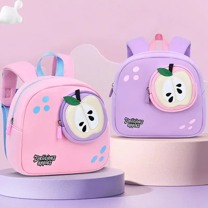 Desenhos animados Apple School Bags, Kindergarten Kawaii Mochila para Meninas e Meninos, Mochilas Infantis, Toddler Children Bag