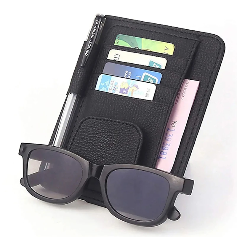 Car Sun Visor Mutil-Pocket Storage Organizer Auto Interior Accessories Car Documents Pouch Credit Card Sun Glasses Pens Holder