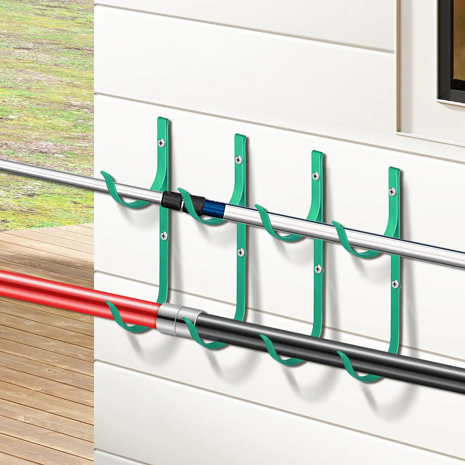 

Pool Fence Hooks Heavy Duty Hanger Tool for Pool Equipment 4 Pieces Multifunctional Poolside Brushes Organizer Hook for Skimmer