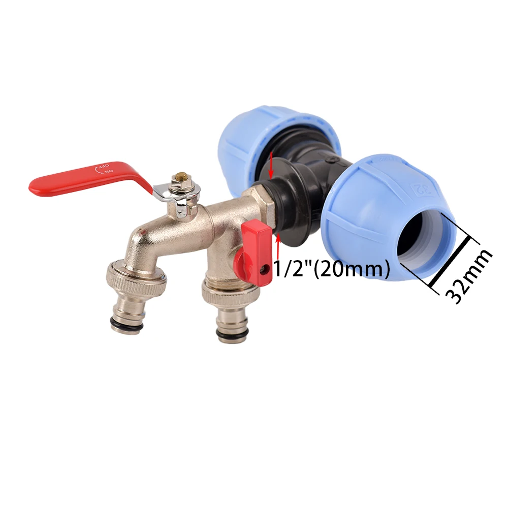 1\'\' 3/4\'\' 1/2\'\' Plastic PE PVC PPR Tube Tee Connector Water Splitter Faucet Water Connector Replacement Fitting Ball Valve