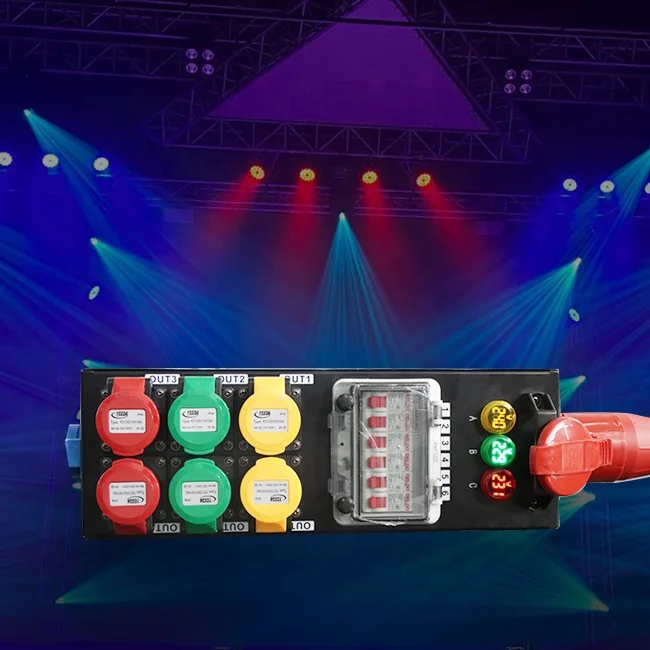 Rectangle Stage Lighting Controller Electrical Power Box Power Distro Equipment 6CH 16A Output Power Distribution For Events