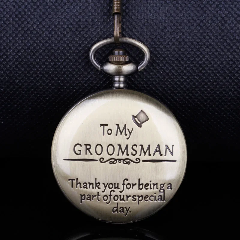 Relógio De Bolso De Quartzo Gravado, Temático Amigável, "Para Meu Groomsman", Dê Irmãos Amigos, Pingente De Colar