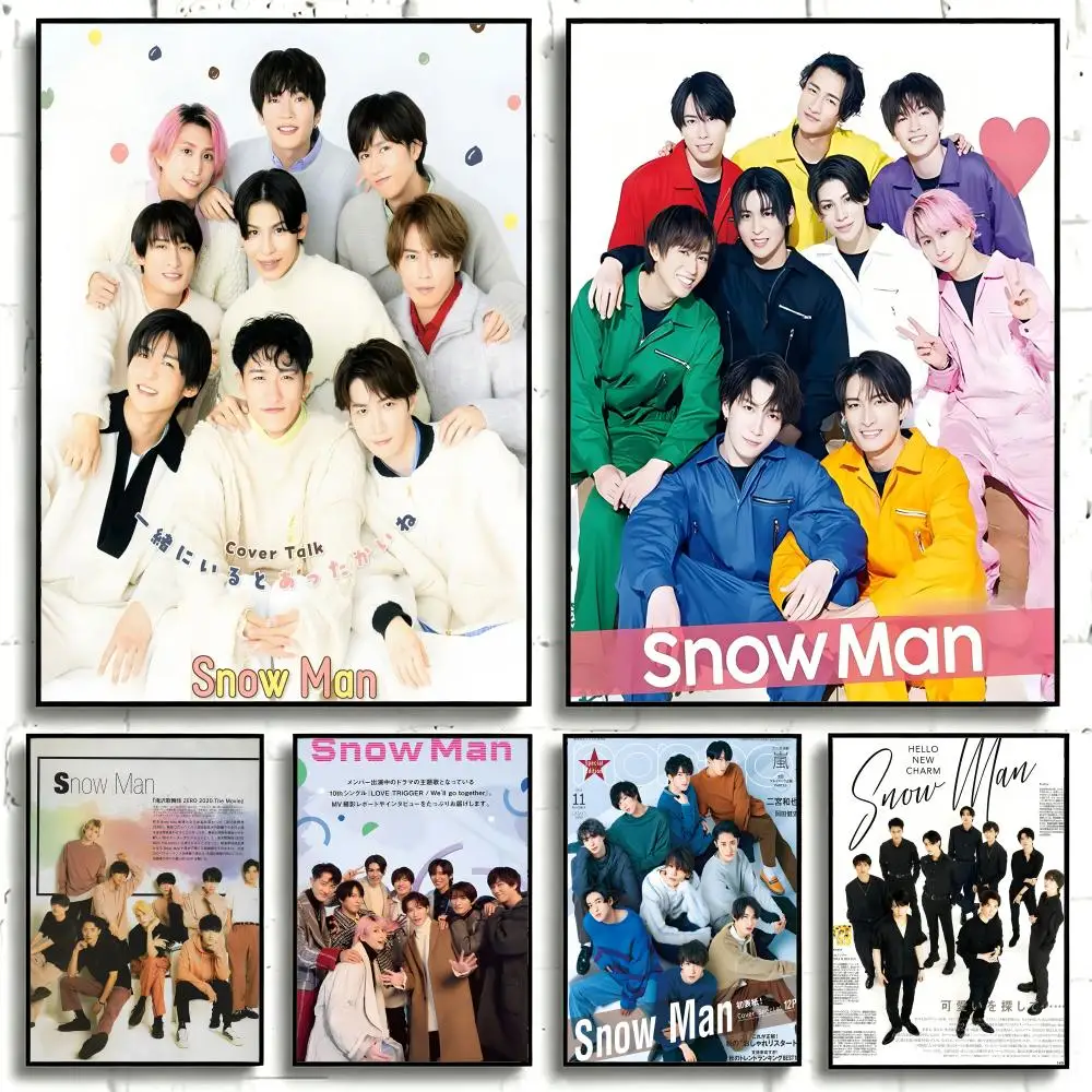 Idol Group S-Snow Man Poster Self-adhesive Art Waterproof Paper Sticker Coffee House Bar Room Wall Decor