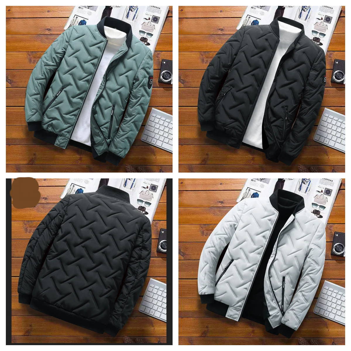 

New fashionable men's jacket autumn and winter stand up collar warm top casual and comfortable zipper pocket jacket