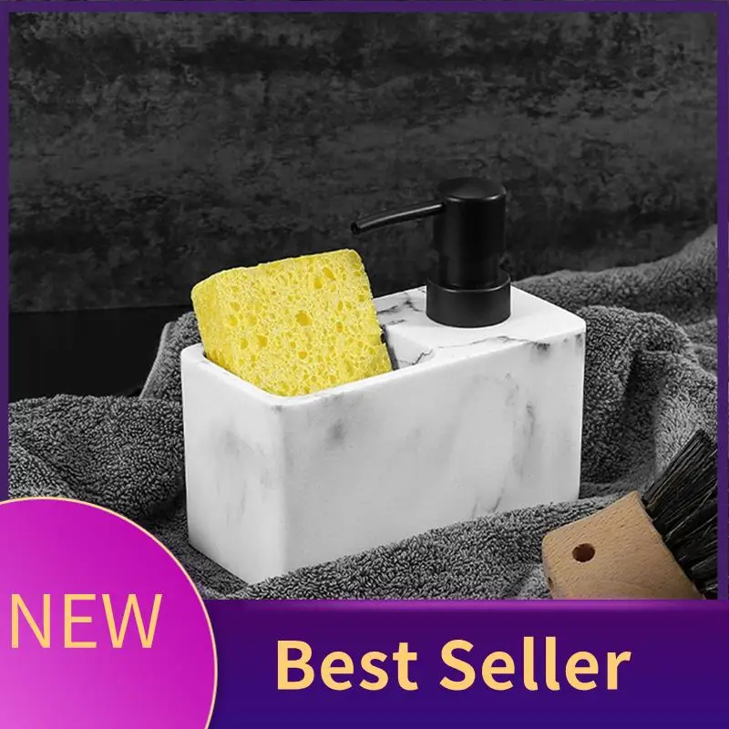 

Press-Type Dishwashing Liquid Bottle Detergent Dispenser Resin With Dish Brush Sponge