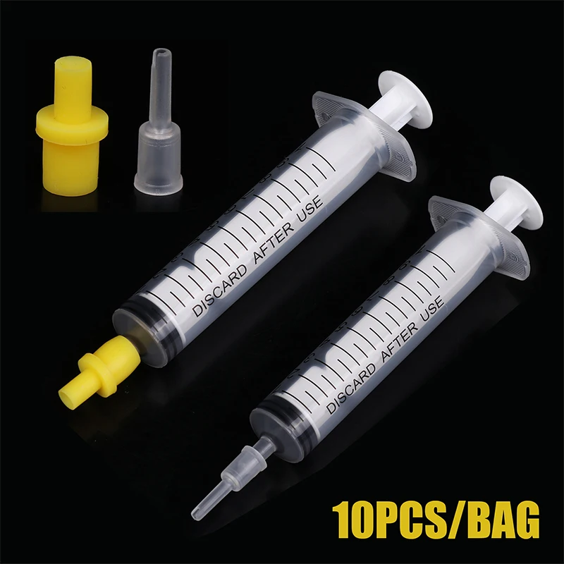 10Pcs Yellow Syringe silicone soft pumping air hollow joint part rubber connector ciss inkjet cartridge cleaning tool