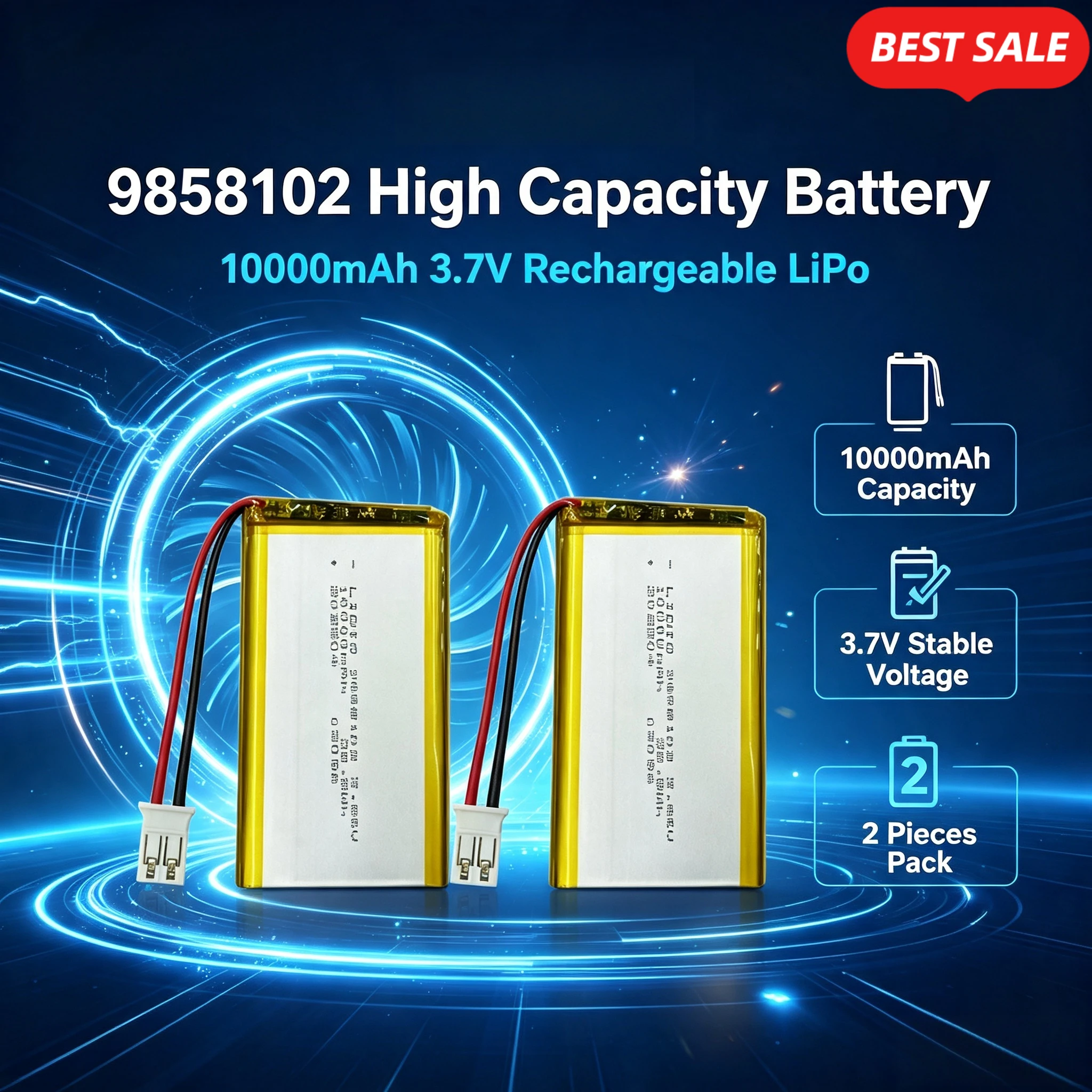 9858102 High Capacity 10000mah 3.7V Battery+PCB Protection Board Rechargeable Flat Battery Laptop Batteries Power Bank