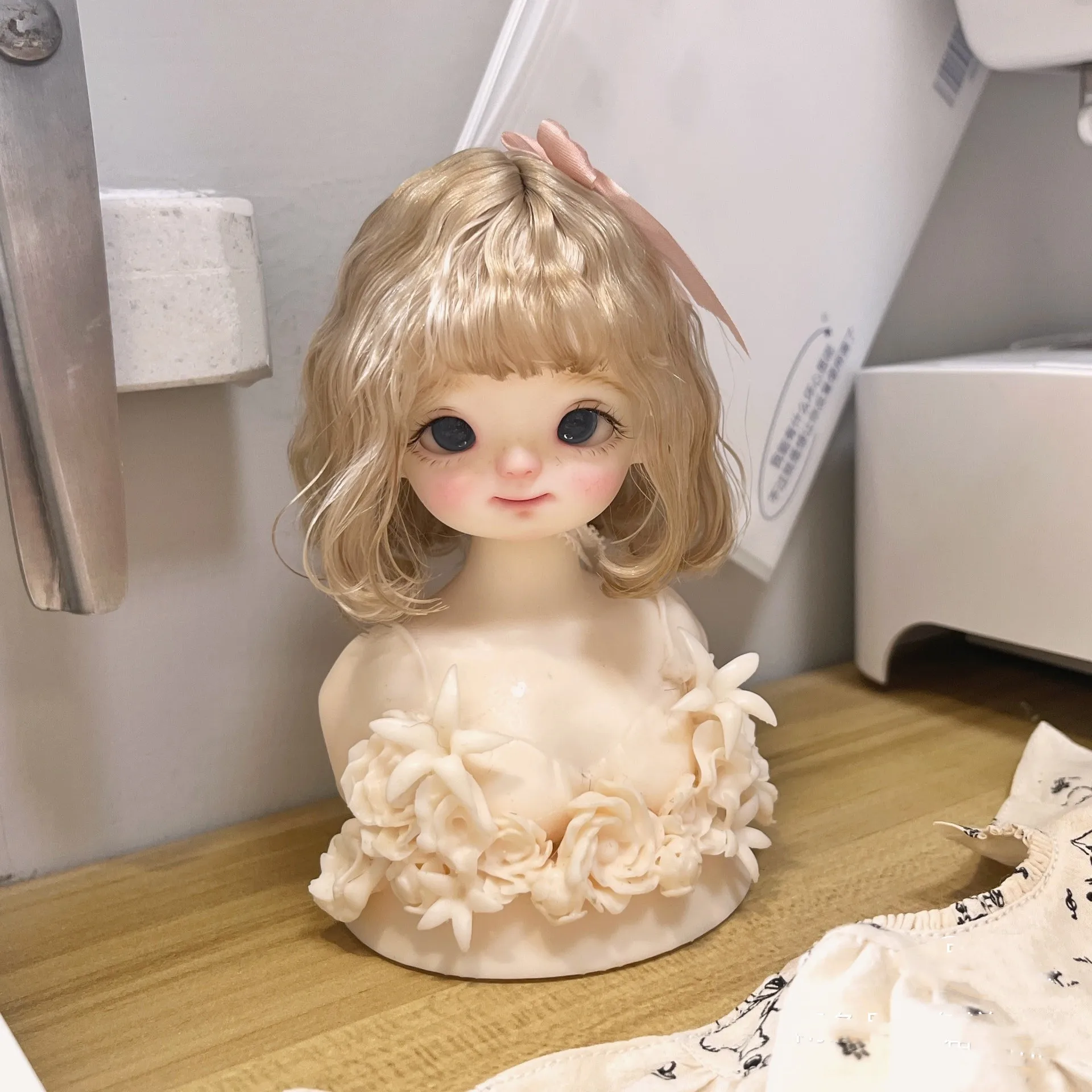 Hair For Doll Accessories Curly BJD Doll Wig 1/6 1/4 ， Hard Head Shell Mohair Little Egg Roll Hair Free Shipping