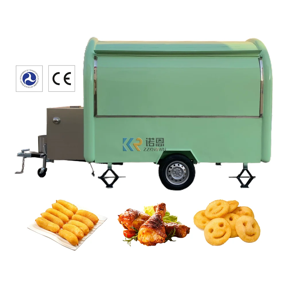 Rimorchi per alimenti in concessione da 220CM Usa Standard Frozen Mobile Gelato carrello per Gelato caffè Pizza bevande distributore automatico chiosco Bar all'aperto