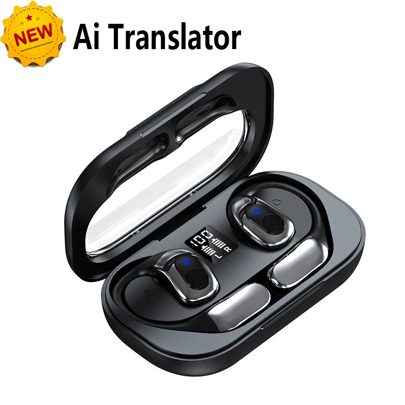 AI OWS ultra-long battery life waterproof wireless smart translation earphones Chinese and English learning translation earbuds