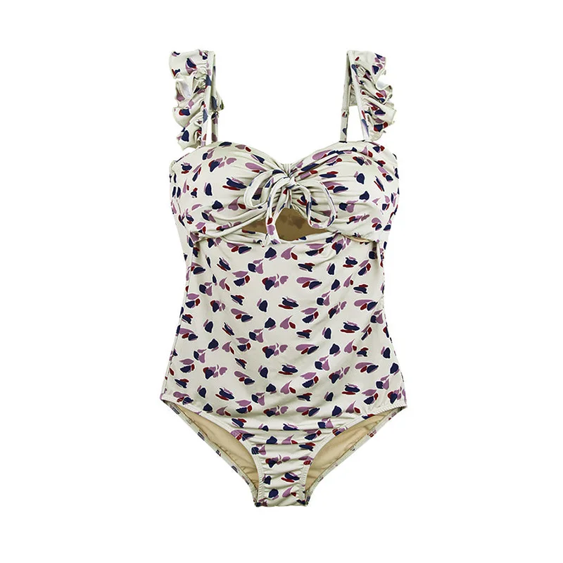 Minsu New One-Piece Floral Women's Swimsuit South Korea Sexy Steel Ring Conservative Cover Belly Fresh Big and Small Chests Hot