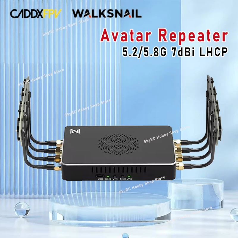 Caddx Walksnail Avatar Repeater-5.2/5.8G 7dBi LHCP 4km Signal Amplifier 9 -26V for Avatar Goggles X VRX All Walksnail VTX RC FPV