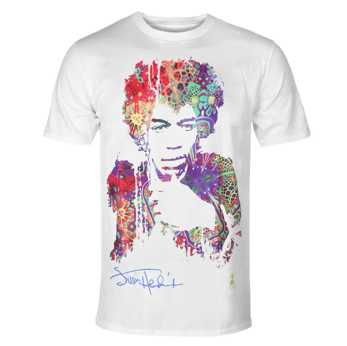 Jimi Hendrix Psychedelic Color Mandala Silhouette Portrait Graphic Tee Legendary Hippie Blues Rock Musician Merch Casual