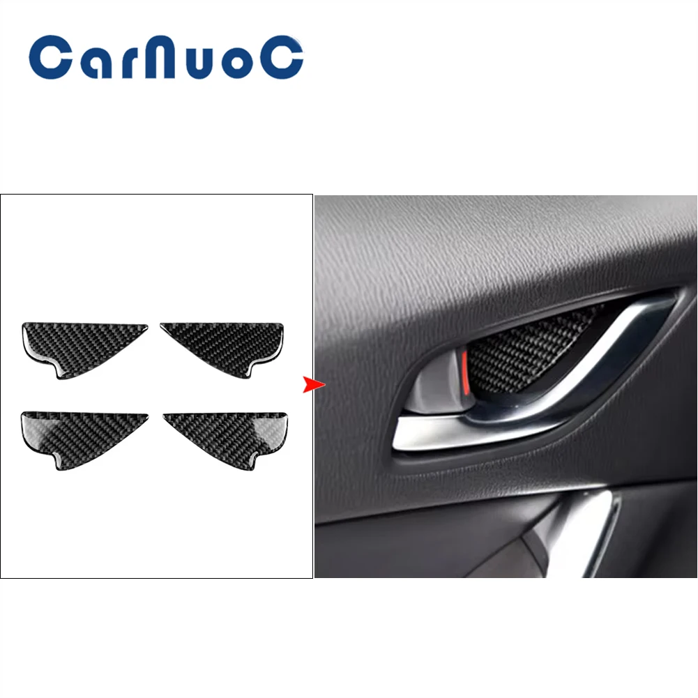 

4pcs Car Carbon Fiber Stickers For Mazda CX-5 CX5 2017 2018 Door Bowls Decorative Cover Trim Auto Interior Mouldings Accessories