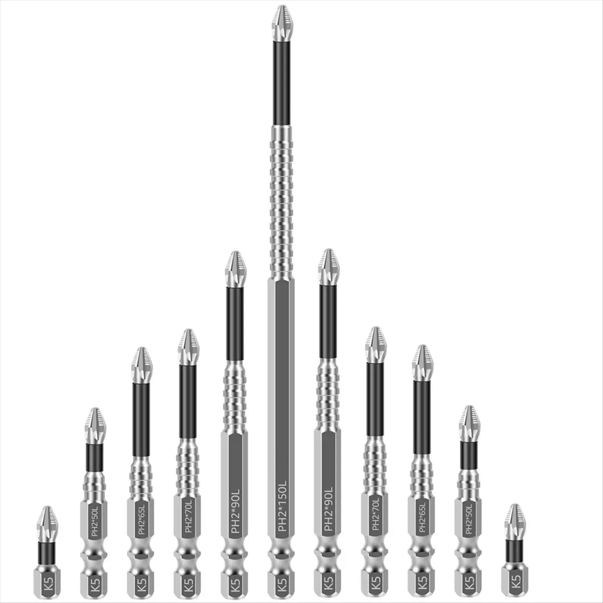 【Limited Offer】11Pcs Driver Bit K5 Impact Screwdriver Bits Anti-Slip Magnetic Drill Bits TeethPhillips CrossHead Electric Drill