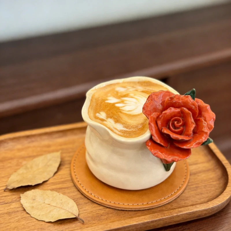 

Креативные керамические кружки ручной работы с 3D-рельефом в виде цветов для кофе, латте-арта, послеобеденного чая и повседневного использования дома