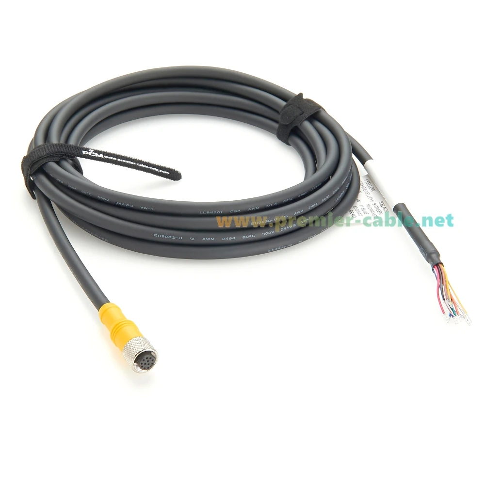 M12 12Pin Female To Flying Lead Cable M12 A Code GPIO Power I/O Trigger Cable High Flex Compatible Congnex CCB-PWRIO-05