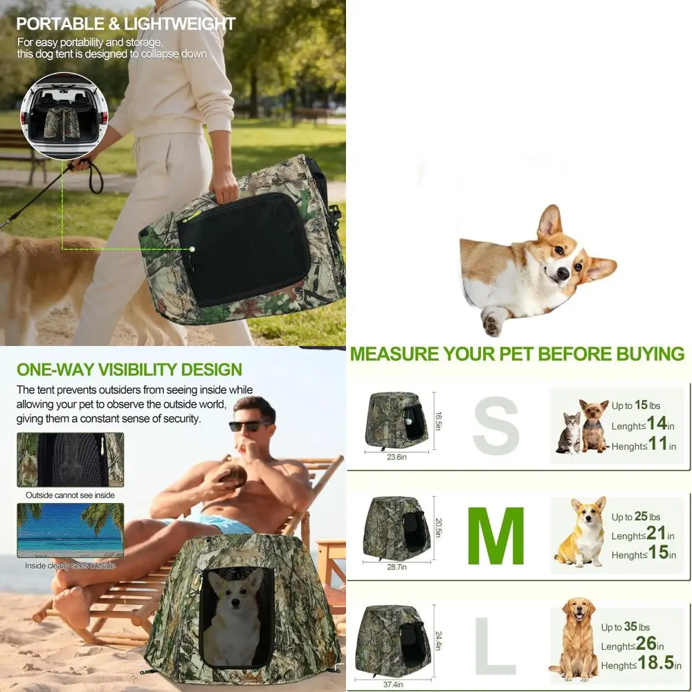 

Portable Waterproof Dog Enclosure for Small to Medium Dogs, Zippered Pet Tent with Ground Spikes, Suitable for Outdoor/Indoor Pl