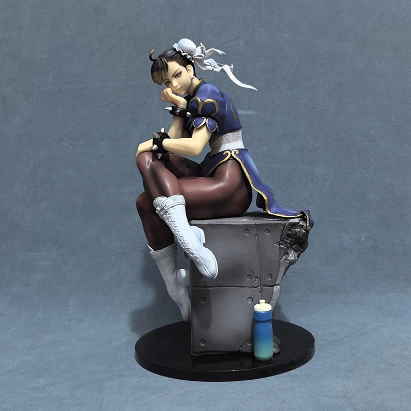 26cm Street Fighter Action Figure Chun Li Anime Figures Pvc Sitting Posture Collectible Statue Desk Ornament for Birthday Gifts