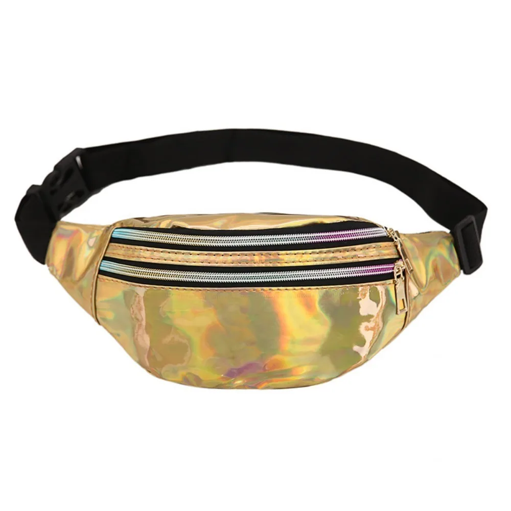 Holographic Fanny Pack Hologram Waist Bag Women Belt Bag for Party Travel Laser Beach Travel Banana Hip Bum Zip Waist Bags